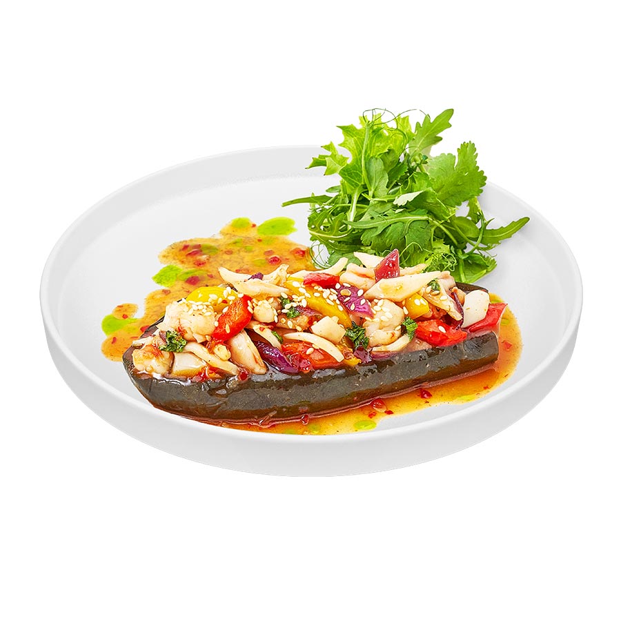 Баклажан с морепродуктами